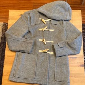 GAP women’s hooded pea coat, size S, gray